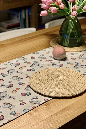 Gobelinowy obrus i szalik Easter-Gęś biały