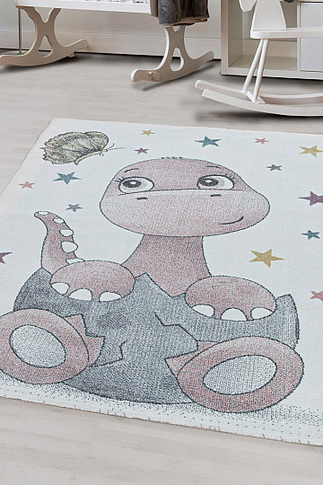 Luksusowy dywanik dziecięcy FUNNY RÓŻOWE DINOZAURY