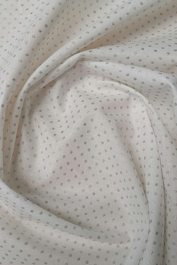 Tkanina bawełniana PISANI w kropki srebrna