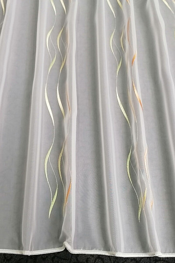 Gotowa zasłona Gerster Stripes pomarańczowo-zielona 310x175 cm