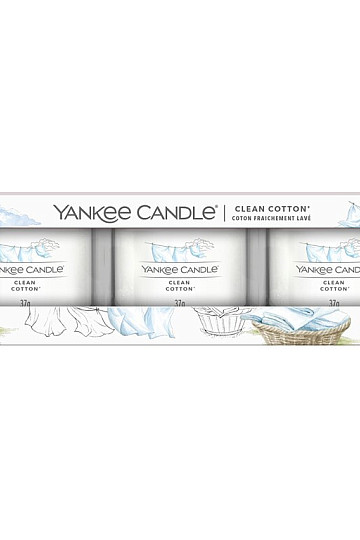 świeczka zapachowa YANKEE CANDLE CLEAN COTTON ZESTAW 3 sztuki