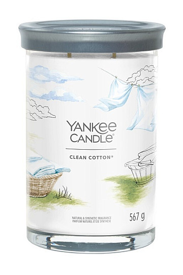 świeczka zapachowa YANKEE CANDLE CLEAN COTTON TUMBER DUŻA 2 KNOTY