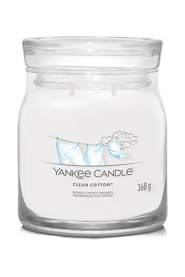 świeczka YANKEE CANDLE zapach CZYSTE BAWEŁNIANE SZKŁO ŚREDNIE 2 Knoty