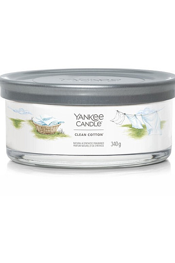 świeczka YANKEE CANDLE zapach CLEAN COTTON TUMBER MEDIUM 5 KNOTÓW