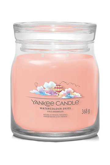 świeca YANKEE CANDLE zapach AKWARELOWE NIEBO SZKŁO ŚREDNIE 2 knoty