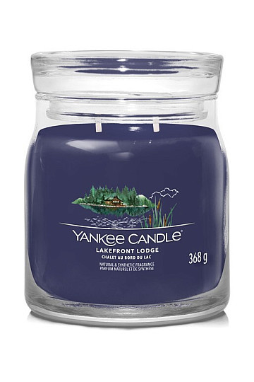 świeczka YANKEE CANDLE zapach LAKEFRONT LODGE GLASS MEDIUM 2 knoty