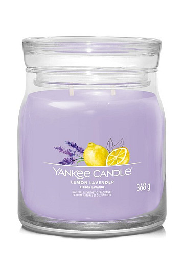 YANKEE CANDLE - LEMON LAVENDER GLASS MEDIUM 2 knoty