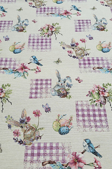 Tkanina gobelinowa KRÓLIK WIELKANOCNY LILAC