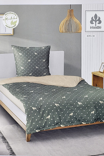 Luksusowa pościel flanelowa IRISETTE 8395-30 PANDA zielona