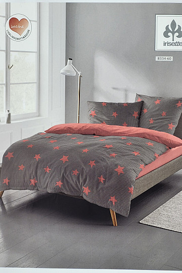 Luksusowa pościel flanelowa IRISETTE 8334-60 DUBLIN czerwone gwiazdki