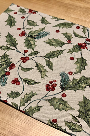 Obrus i szalik gobelinowy CHRISTMAS HOLLY