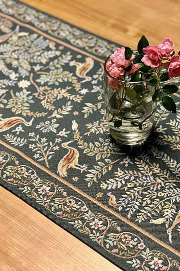 Obrus i szalik gobelinowy WILLIAM MORRIS zielony