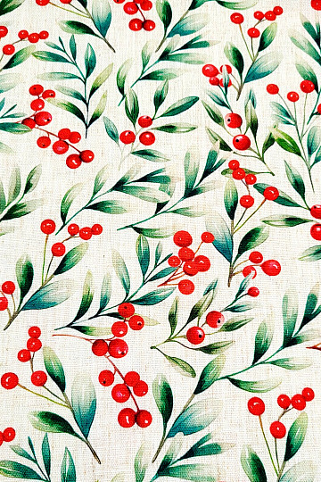 Tkanina dekoracyjna BOŻONARODZENIOWE JAGODY