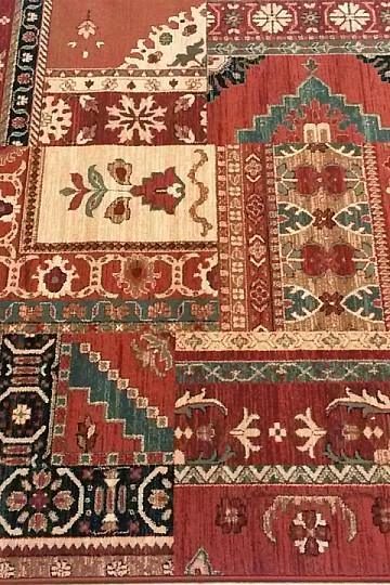 Luksusowe wełniane dywany ROYAL PATCHWORK multi czerwone