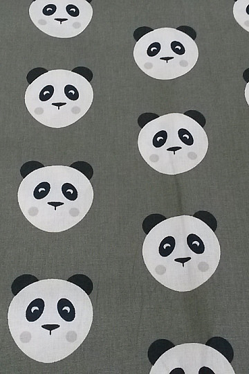 Bawełniana tkanina PANDA oliwkowa