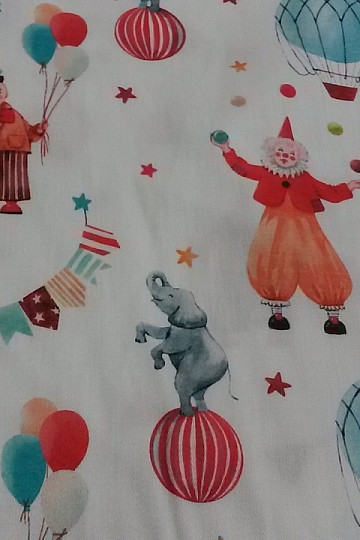 Dziecięca satyna bawełniana CIRCUS z nadrukiem cyfrowym