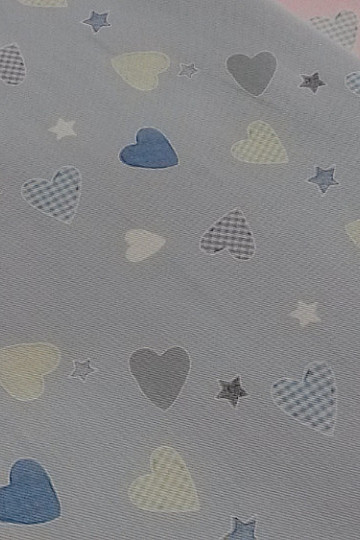 Tkanina dekoracyjna dla dzieci SERDUSZKO niebieskie