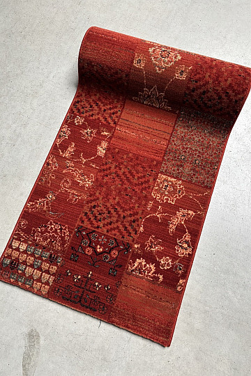 Luksusowy bieżnik wełniany ROYAL PATCHWORK czerwony