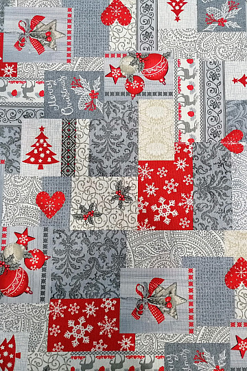 Tkanina dekoracyjna PATCHWORK Świąteczna szarość