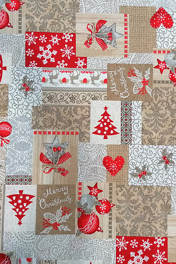 Tkanina dekoracyjna PATCHWORK Świąteczny beż
