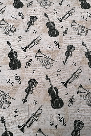 Tkanina dekoracyjna INSTRUMENTY MUZYCZNE