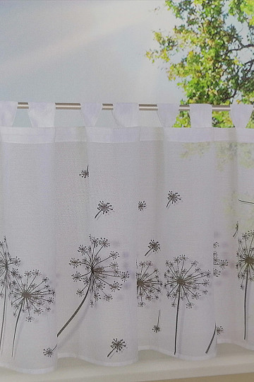Gotowa firanka GERSTER biało-szare dmuchawce 50x145 cm