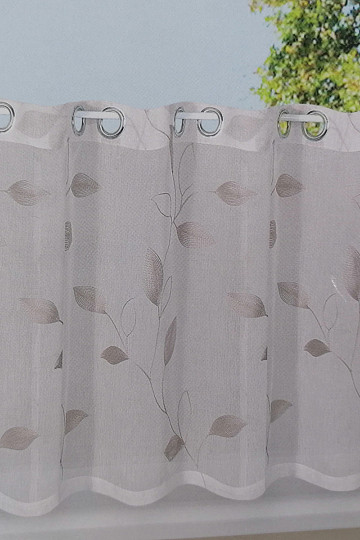 Gotowa firanka GERSTER szaro-beżowe liście 50x150 cm