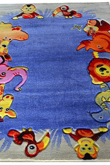 Dywan dziecięcy KIDS SAFARI kremowo-niebieski