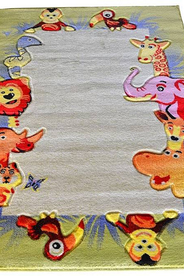 Dywan dziecięcy KIDS SAFARI zielono-kremowy