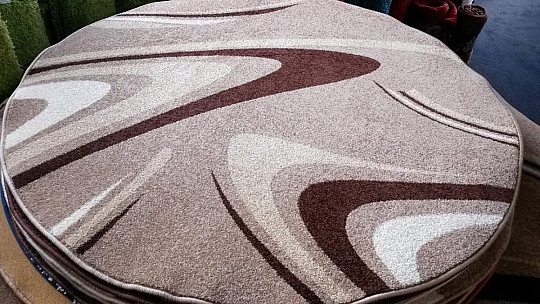 dywan koło COFFEE beż