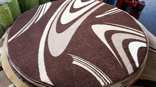 dywan koło COFFEE brąz