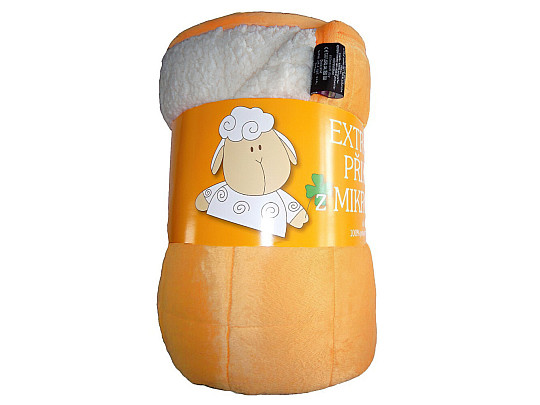 koc z mikrofibry EXTRA SOFT OWCA ścieg pomarańczowy jasny