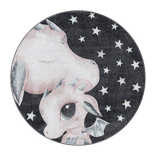 Okrągły dywanik dziecięcy FUNNY smok różowy