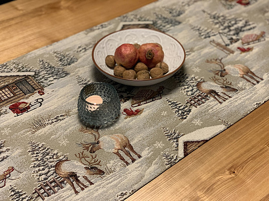 Obrus gobelinowy, szalik ZIMOWY KRAJOBRAZ ALL