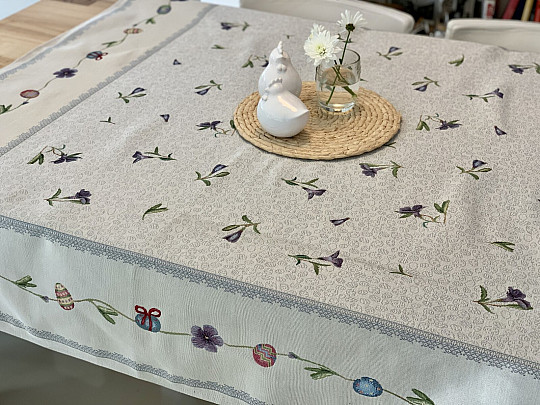 Obrus i chusta gobelinowa JAJKA WIELKANOCNE Z FIOLETEM