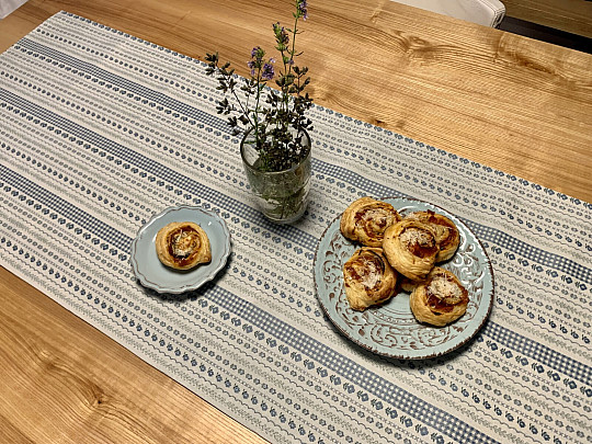 Obrus i szal TOSCANA VALERY RIGA w niebieskie paski