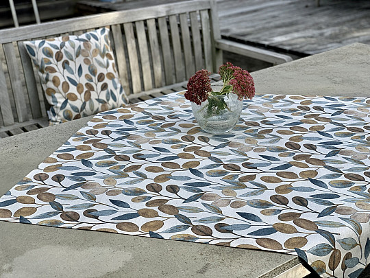 Obrus i szalik LISTY HOJAS niebieski