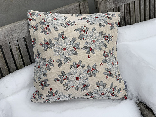 Świąteczna okładka gobelinowa CHRISTMAS GWIAZDA srebrna