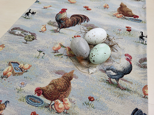 Gobelinowy obrus i szalik PODWÓRKOWA KURKA