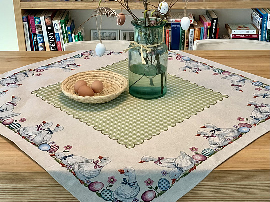 Obrus i szalik gobelinowy ZIELONE SPRAWDZONE BŁĘDY