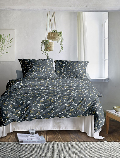 IRISETTE luksusowa satyna bawełniana WAVE 8565-20 BRANCHES szara