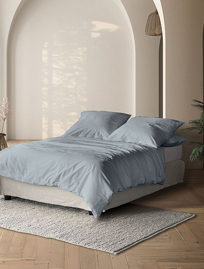 IRISETTE luksusowa satyna bawełniana PARIS 8000-20 NIEBIESKO-SZARY