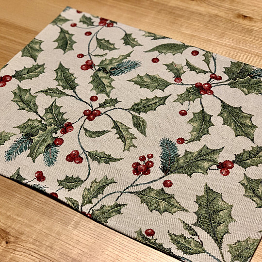 Obrus i szalik gobelinowy CHRISTMAS HOLLY