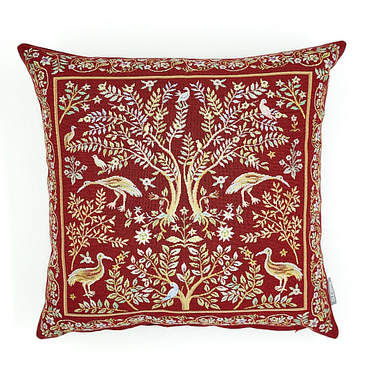 Poszewka na poduszkę gobelinową WILLIAM MORRIS bordowa
