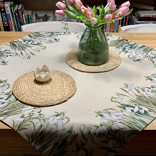 Gobelinowy obrus i szalik MAŁE PŁATKI ŚNIEGU