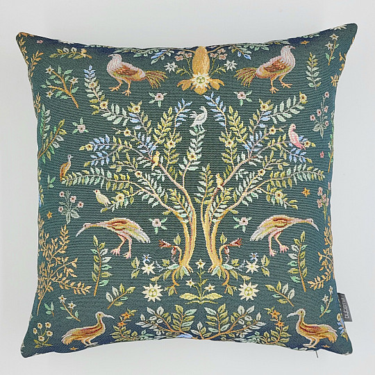 Gobelinowa poszewka na poduszkę WILLIAM MORRIS zielona - na całej powierzchni