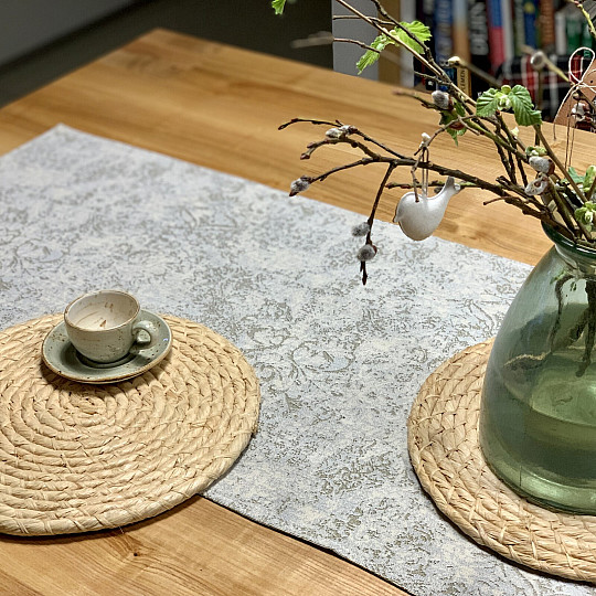 Obrus i szalik gobelinowy MARMUR BEŻOWY