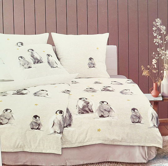 Luksusowa pościel flanelowa IRISETTE PANDA 8645-80 PINGWINY