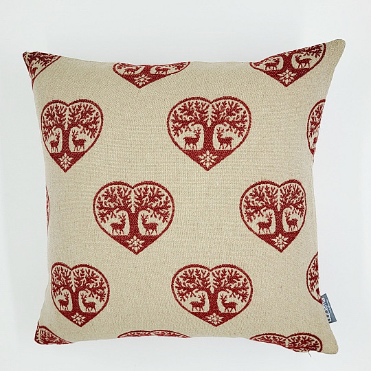 Luksusowa dekoracyjna okładka SERCE Z JELENIEM czerwona B