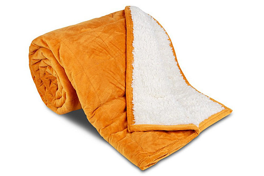 koc z mikrofibry EXTRA SOFT OWCE szwy ściegiem. cynamon
